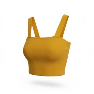 Ramy Brook Yellow Knit Crop Tank Top Sz S Preppy Euro Summer Brunch Square Neck